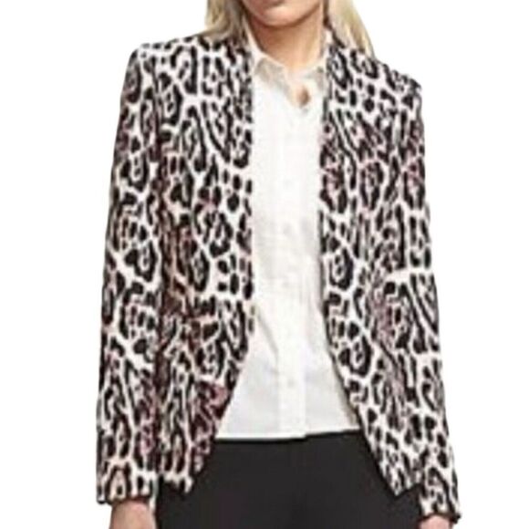 Robert Rodriguez Chocolate Purple Leopard Open Front Zip Pockets Size 10 Blazer - Picture 1 of 15